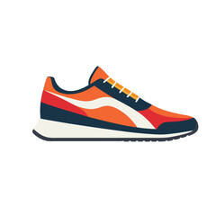 Modern Orange and Navy Blue Athletic Running Shoe Illustration, Colorful Sports Shoe Vector Orange and Navy Blue Design