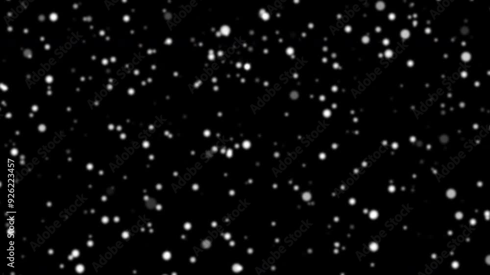 Poster animation loop white bokeh particles flow on black abstract background. animation of fiery white glo