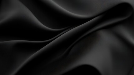 Fototapeta premium A close-up of smooth black fabric, showcasing its elegant folds and texture.