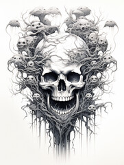 Fototapeta premium Psychedelic human skull