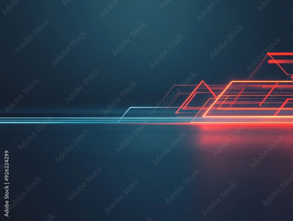 Poster vibrant abstract digital lines create a dynamic, futuristic background with blue and red hues, perfe