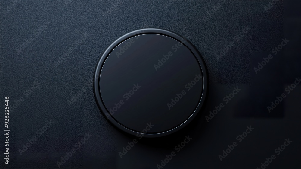 Poster a single large neumorphic round button with a soft, embossed appearance, spotlighted to highlight it