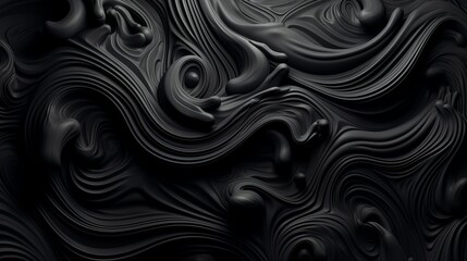 Fototapeta premium Abstract black 3d background with wavy, flowing, dynamic lines and shapes.