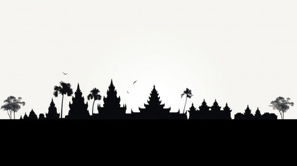 Detailed silhouette of the Preah Vihear Temple, capturing its distinctive towers and ornate design elements