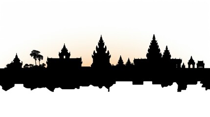 Fototapeta premium Detailed silhouette of the Preah Vihear Temple, capturing its distinctive towers and ornate design elements