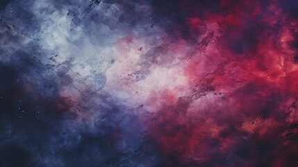 Fototapeta premium Abstract grunge background with blue, red, and white paint splatter.