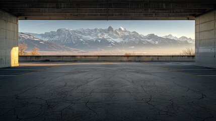 Parkplatz mit Blick auf die Alpen - Generative AI