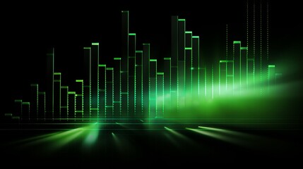Digital finance chart  green arrow signifies business growth on green background