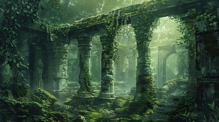 Alte Ruinen im Dschungel - Generative AI