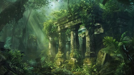 Alte Ruinen im Dschungel - Generative AI