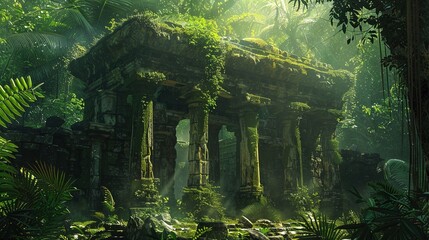 Alte Ruinen im Dschungel - Generative AI