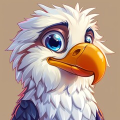 Positive and happy cartoon eagle mascot, illustration of a cheerful character