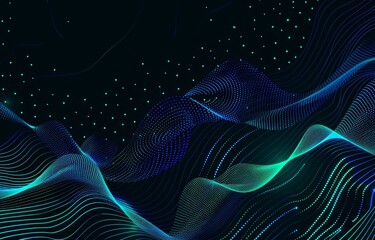 Fototapeta premium Abstract Background Featuring Blue and Green Dots and Wavy Lines.