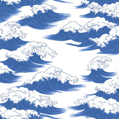 Abstract blue wave pattern with flowing curves and motion