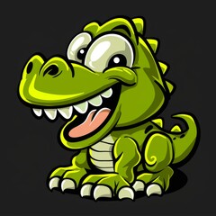 Obraz premium Positive and happy cartoon dinosaur mascot, illustration of a cheerful character