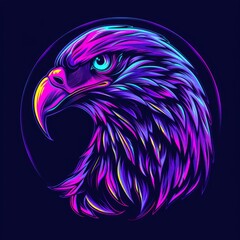 Obraz premium Art illustration of an eagle mascot in vivid neon colors