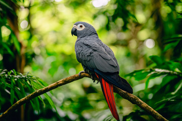 Obraz premium Graupapagei im Regenwald