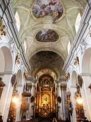 Interior view of the Mariahilfer church in Austria