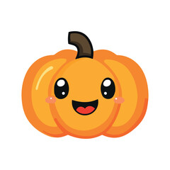 Halloween cartoon pumpkin face vector illustration on white background