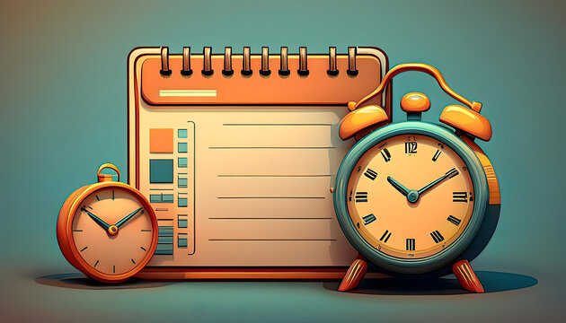 Calendar and alarm clock, serving as a visual reminder for an upcoming event or meeting.desk calendar, calendar, checkmark icons, marked date, notification bell isolated, schedule appointment.