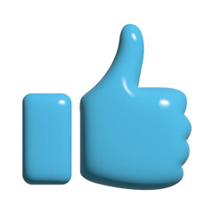 3D Bubble vector Thumbs up icon. Blue Like Ok icons hand shape. Good Button symbol positive Inflatable Y2k Png Balloon Vector illustration isolated on transparent background