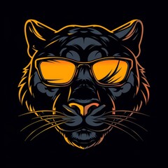 Obraz premium Vibrant illustration of a stylish panther wearing sunglasses