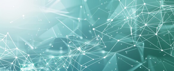 Abstract Background Featuring Low Poly Lines and Dots on Blue Gradient.