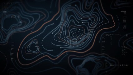 Futuristic holographic terrain topology head-up screen display, offering advanced tactical navigation and real-time environmental data - Powered by Adobe