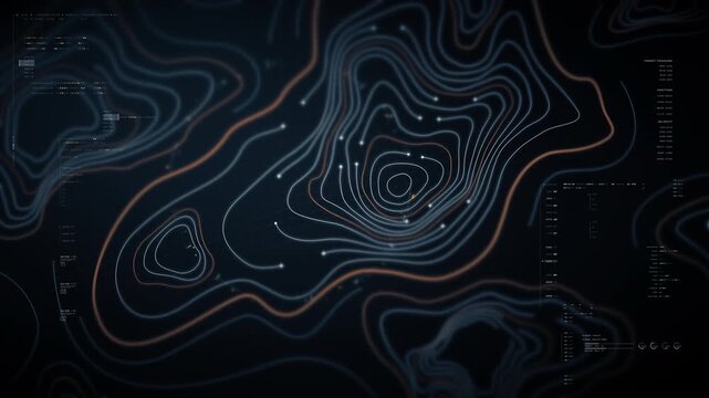 Futuristic holographic terrain topology head-up screen display, offering advanced tactical navigation and real-time environmental data