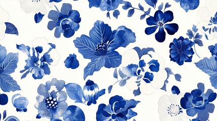 Minimalist marketing poster design with ultra-high resolution, using a seamless pattern of traditional Chinese blue and white porcelain motifs, designed for optimal text placement
