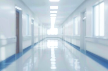 Abstract Blurred Hospital Corridor Featuring Digital Technology Elements