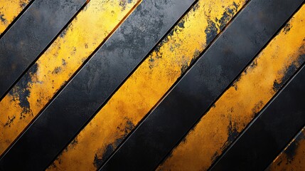 Fototapeta premium Industrial Strength: Abstract, grunge, black, yellow, stripes, metal, texture, background