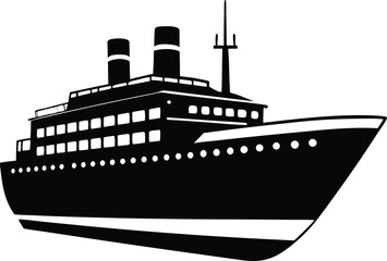 Vessel ship silhouette illustration black and white