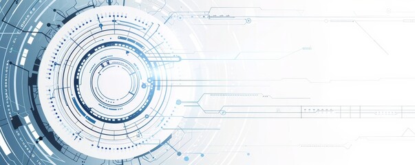 Obraz premium Abstract Technology Background Featuring Blue and White Circular Design