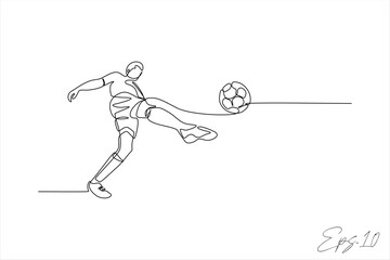 continuous line vector illustration design of person kicking a ball
