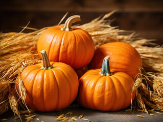 Pumpkins arrangement outdoors.