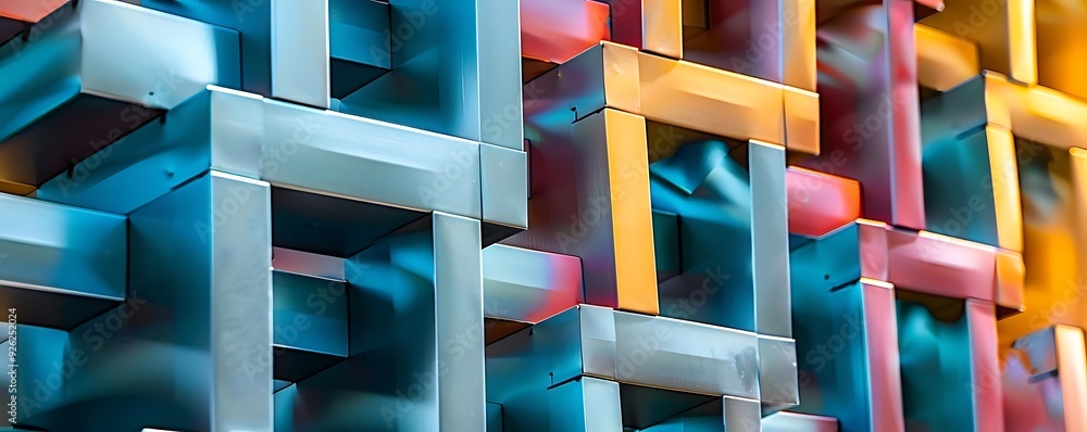 Poster Abstract 3D Geometric Pattern of Interlocking Colorful Cubes