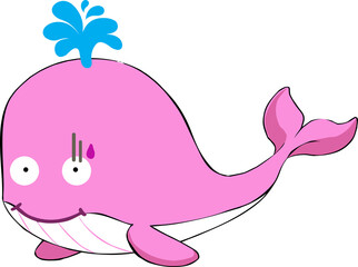 cute whale cartoon, sea animal