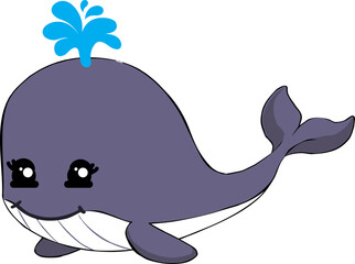 cute whale cartoon, sea animal