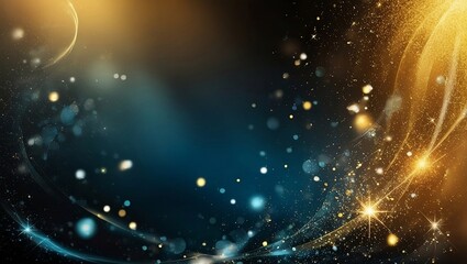 Obraz premium background of abstract glitter lights. blue, gold and black. de focused. banner