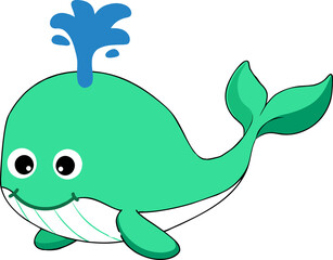 cute whale cartoon, sea animal