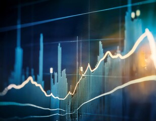 Financial chart with positive gain, symbolizing profit, growth, and economic success.