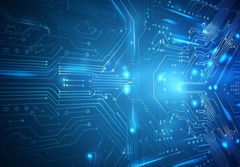 Abstract Tech Vector Design with Blue Network Lines and Circuit Elements