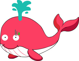 cute whale cartoon, sea animal