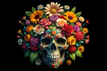 Skull Floral with flowers