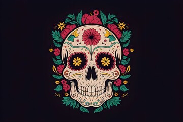 Skull Floral with flowers