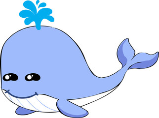 cute whale cartoon, sea animal