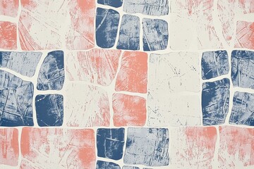 Vibrant Textured Wallpaper Pattern with Organic Geometric Style and Random Pantone Colors Japanese Bohemian Nordic Boho Woodblock Prints for Modern Interior Decor