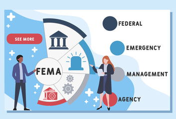 FEMA - Federal Emergency Management Agency acronym. business concept background. vector illustration concept with keywords and icons. lettering illustration with icons for web banner, flyer, landing