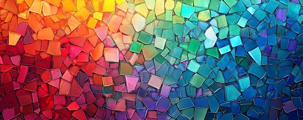 Abstract Mosaic Tile Background in Shades of Red, Blue, and Green